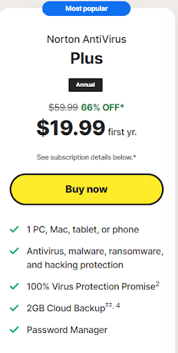 Norton antivirus plans